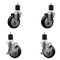 Service Caster 4'' SS Black Poly Wheel Swivel 1-7/8'' Expanding Stem Caster Set 2 Brakes, 4PK SCC-SSEX20S414-PPUB-BLK-2-TLB-2-178 - alternate 1